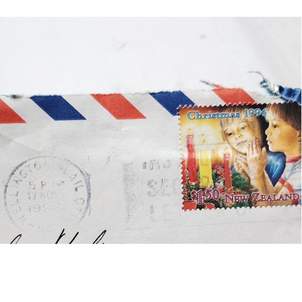 1994 New Zealand Airmail Cover $1.50 Christmas Stamp Wellington Postmark